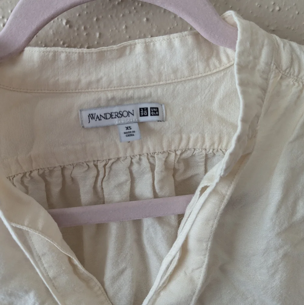 J.W. Anderson Uniqlo White Linen Blend Peasant Blouse Sz Xs - Picture 5 of 6